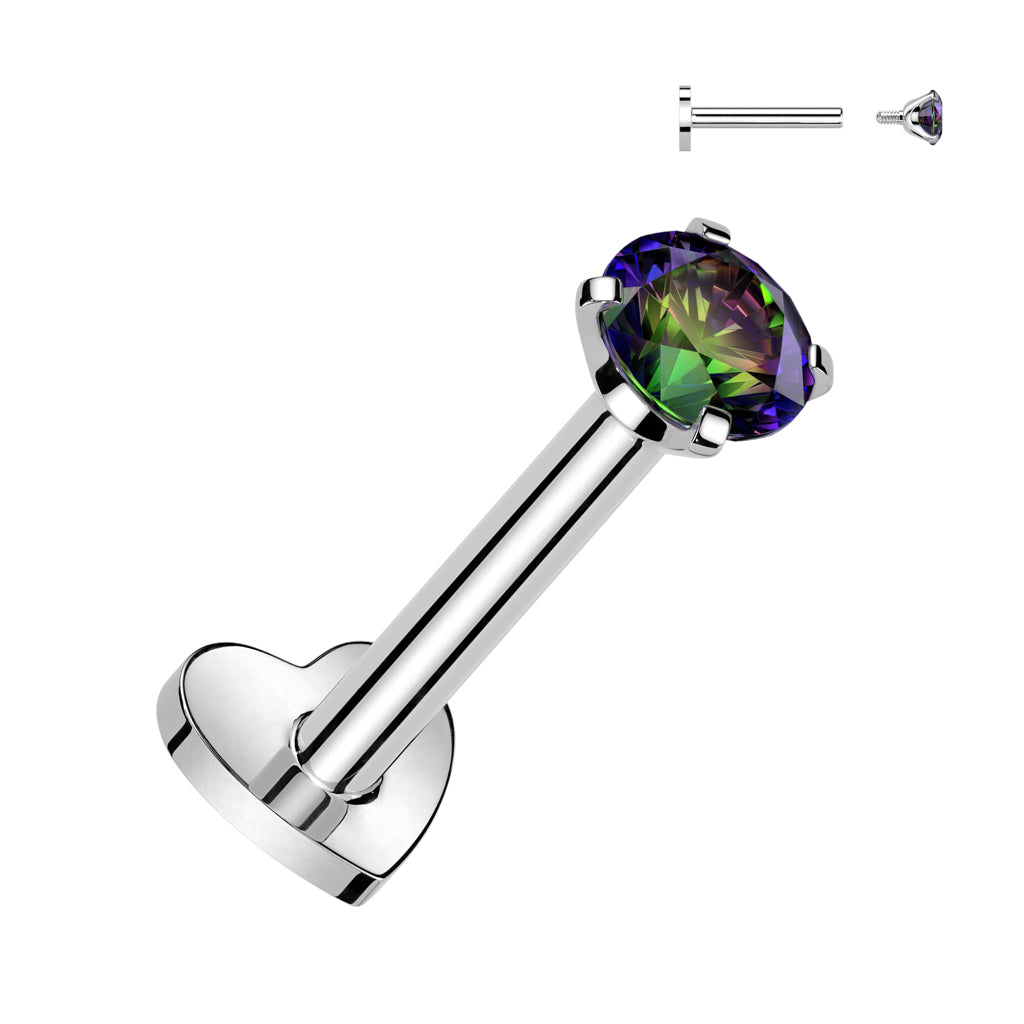 Implant Grade Titanium Internally Threaded Heart Base Labret With Prong